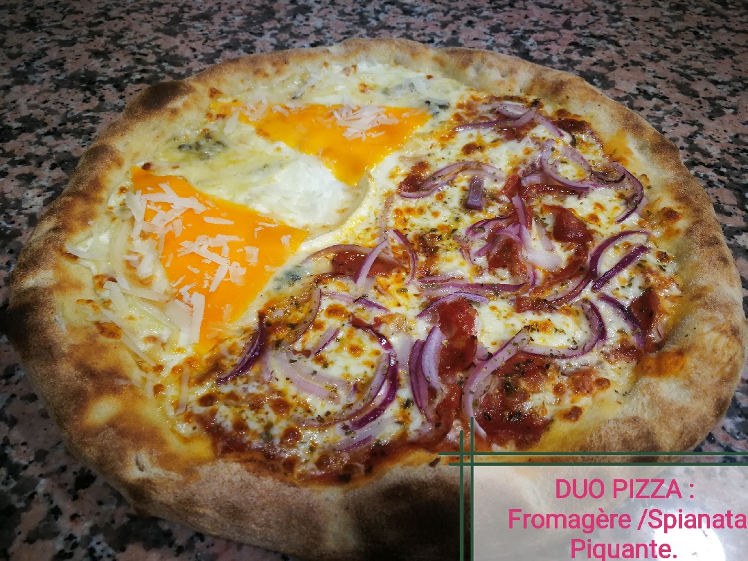 Image duo pizza fromage/spianata